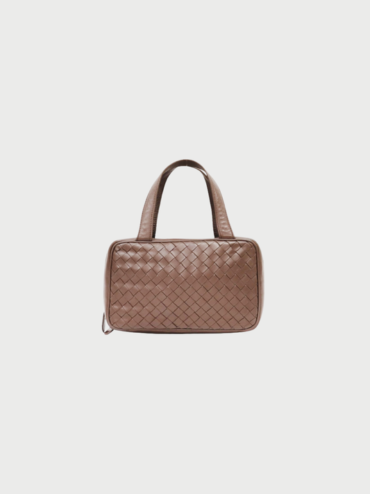 Bottega Veneta 2000s Brown Intrecciato Leather Handbag