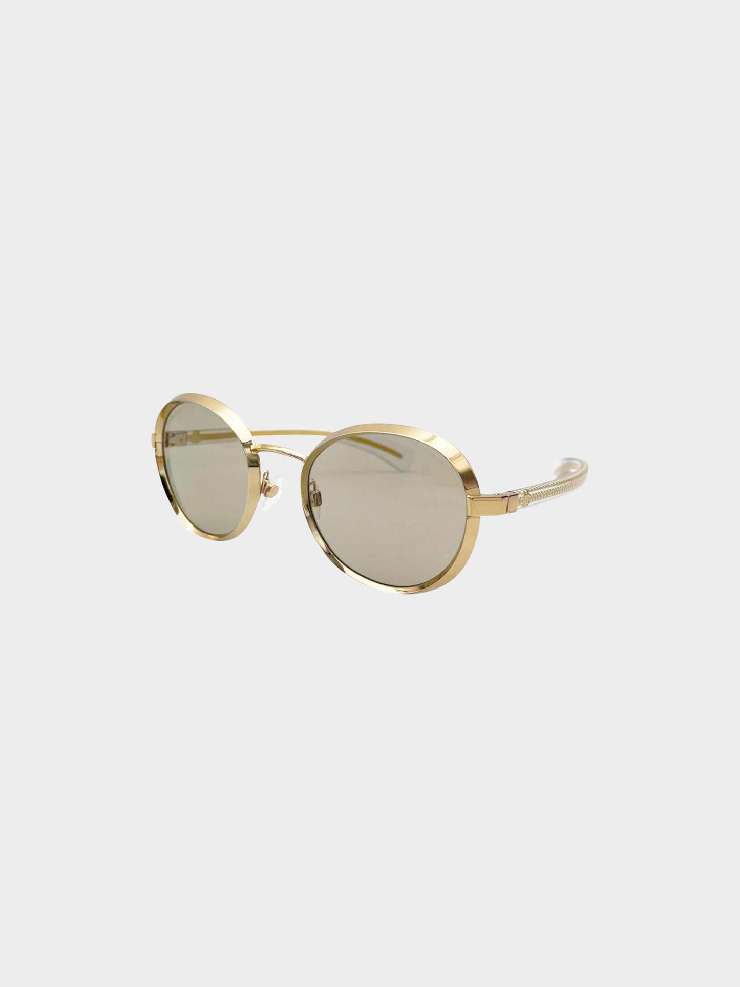 Chanel 2010s Gold Round Sunglasses