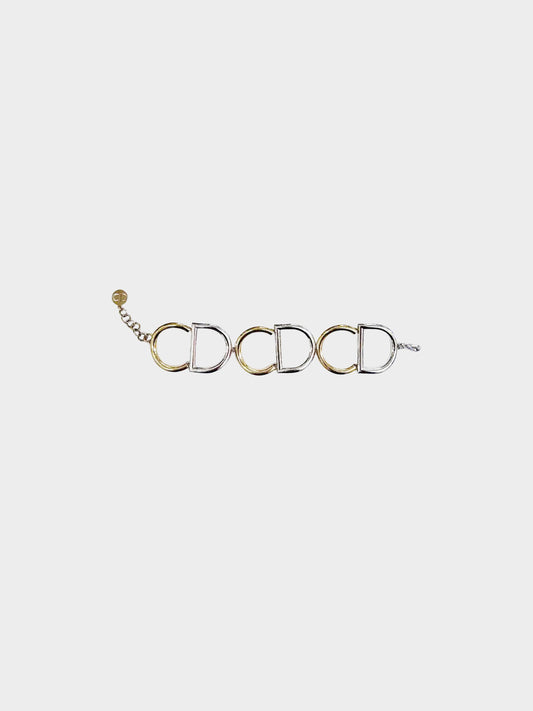 Christian Dior 1990s Gold and Silver CD Logo Bracelet
