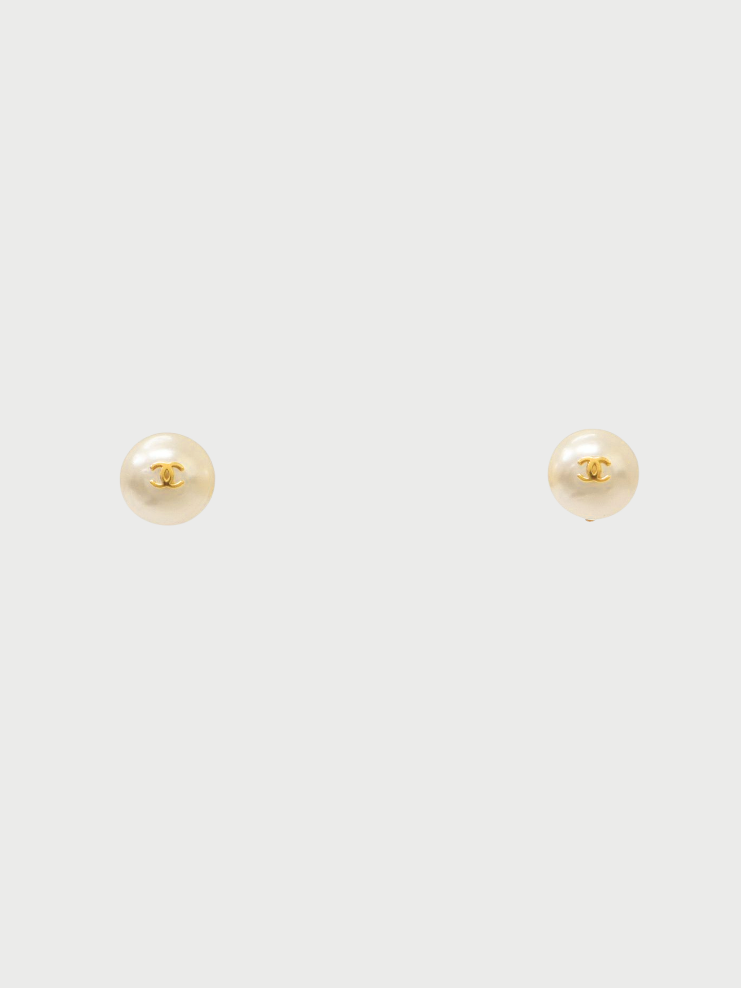 Chanel 1990s Gold Plated Metal Pearl COCO Earrings