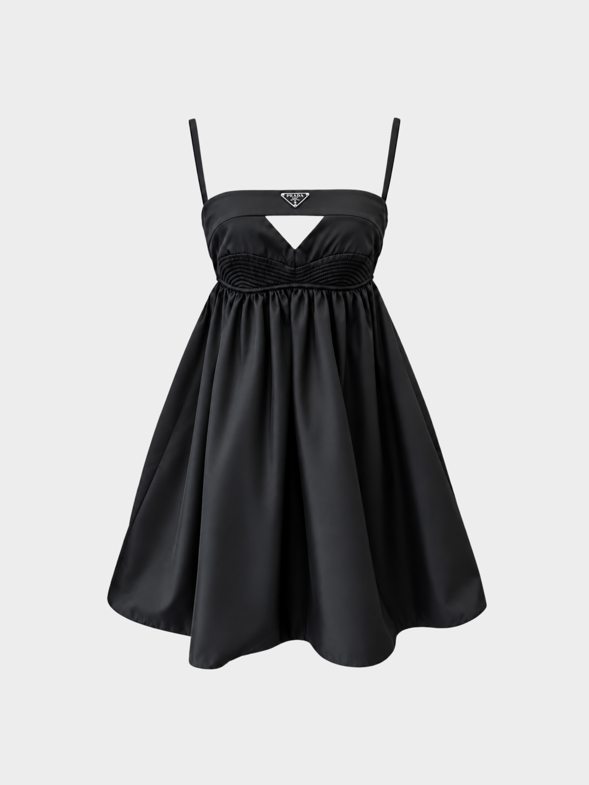 Prada 2020s Black Re-Nylon Babydoll Mini Dress