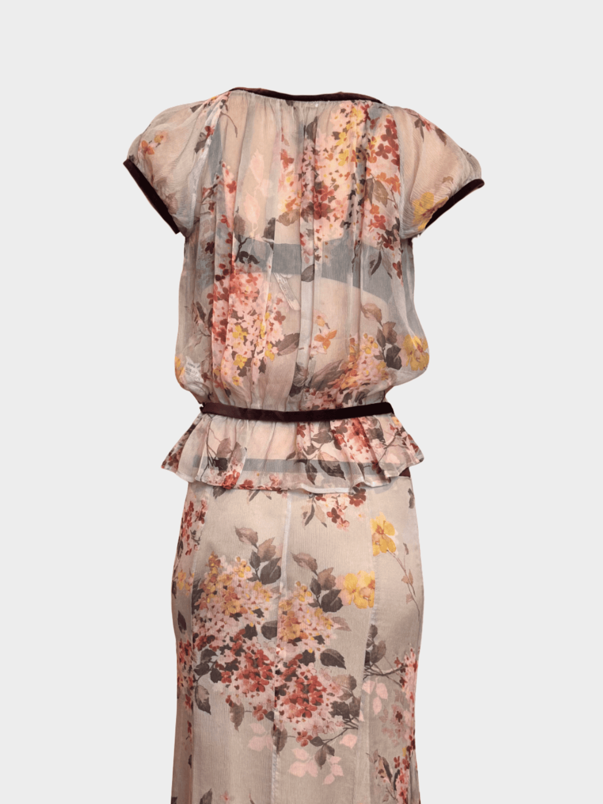 Valentino 2000s Pale Blue Floral Printed Top and Skirt Set