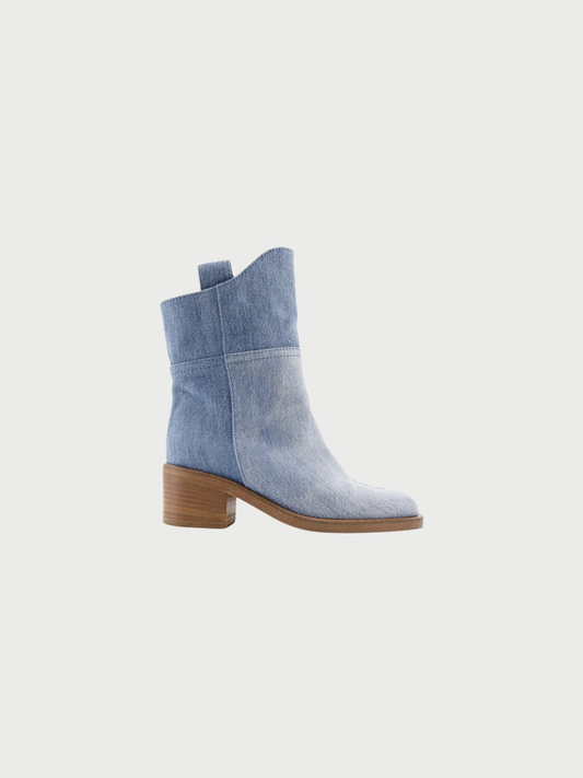 Chanel 2000s Blue Denim Short Boots