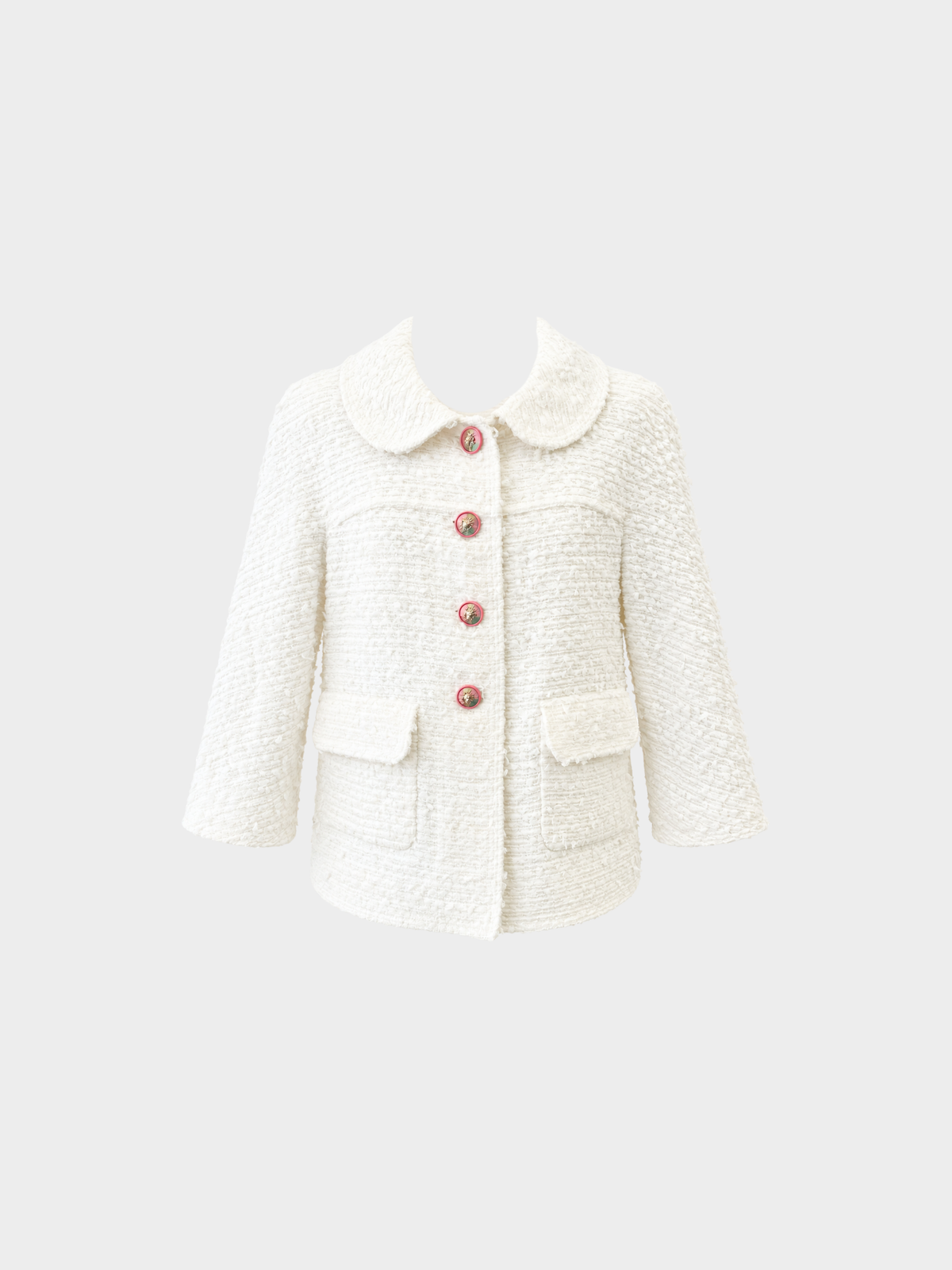 Chanel 2017 Ivory Tweed Lion Head Button Jacket