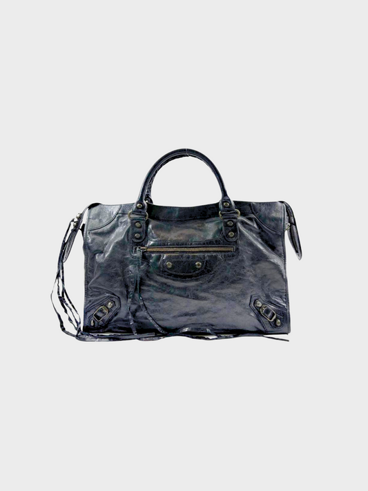 Balenciaga SS 2006 Black Leather Motorcycle City Bag