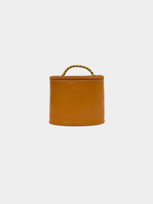 Loewe 1990s Camel Leather and Suede Velazquez Vanity Bag