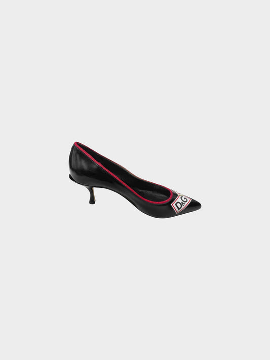 Dolce and Gabbana 2020s Black Leather L'amore e Bellezza Pumps