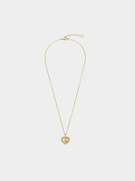Christian Dior 2000s Gold Logo Heart Necklace