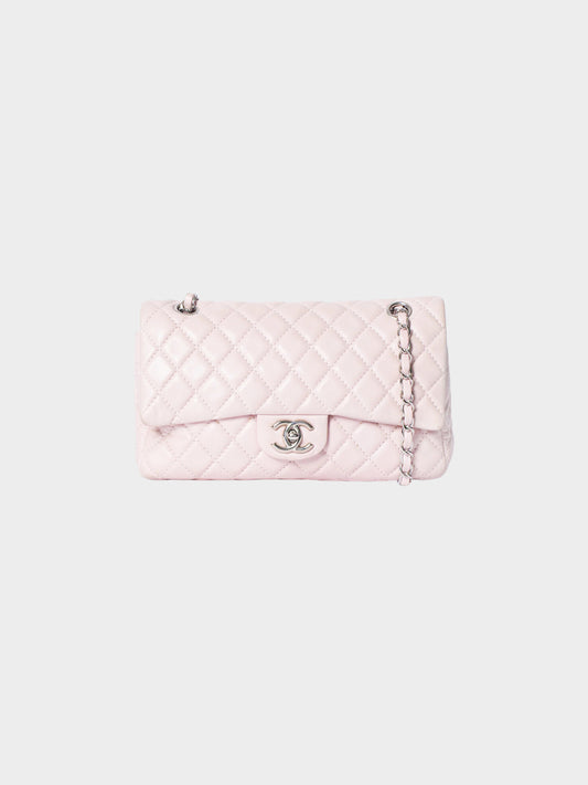 Chanel 2022-2023 Pale Pink Lambskin Medium Classic Double Flap Bag