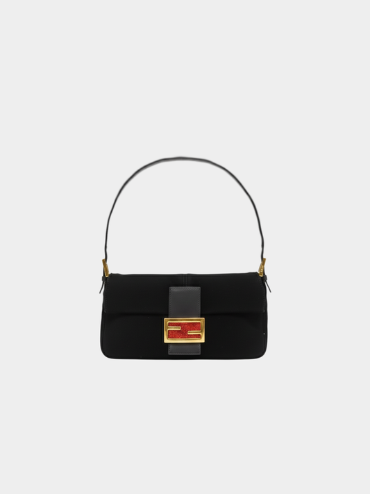 Fendi 2000s Black Suede Mama Baguette