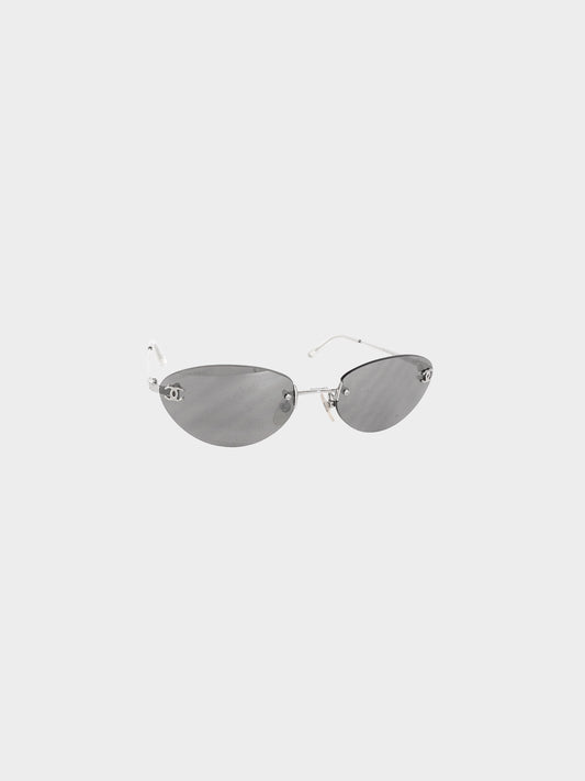 Chanel 2000s Silver Rimless CC Sunglasses