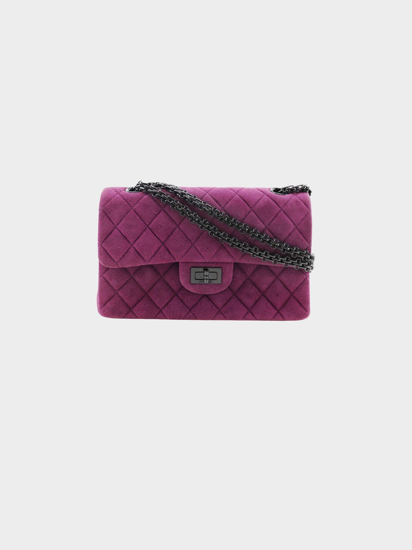 Chanel 1997-1999 Purple Suede 2.55 Double Flap Bag