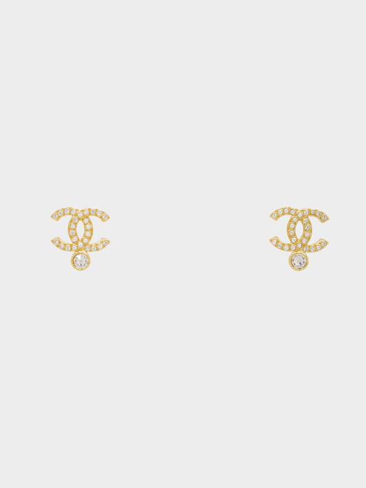 Chanel 2022 Gold Rhinestone COCO Earrings