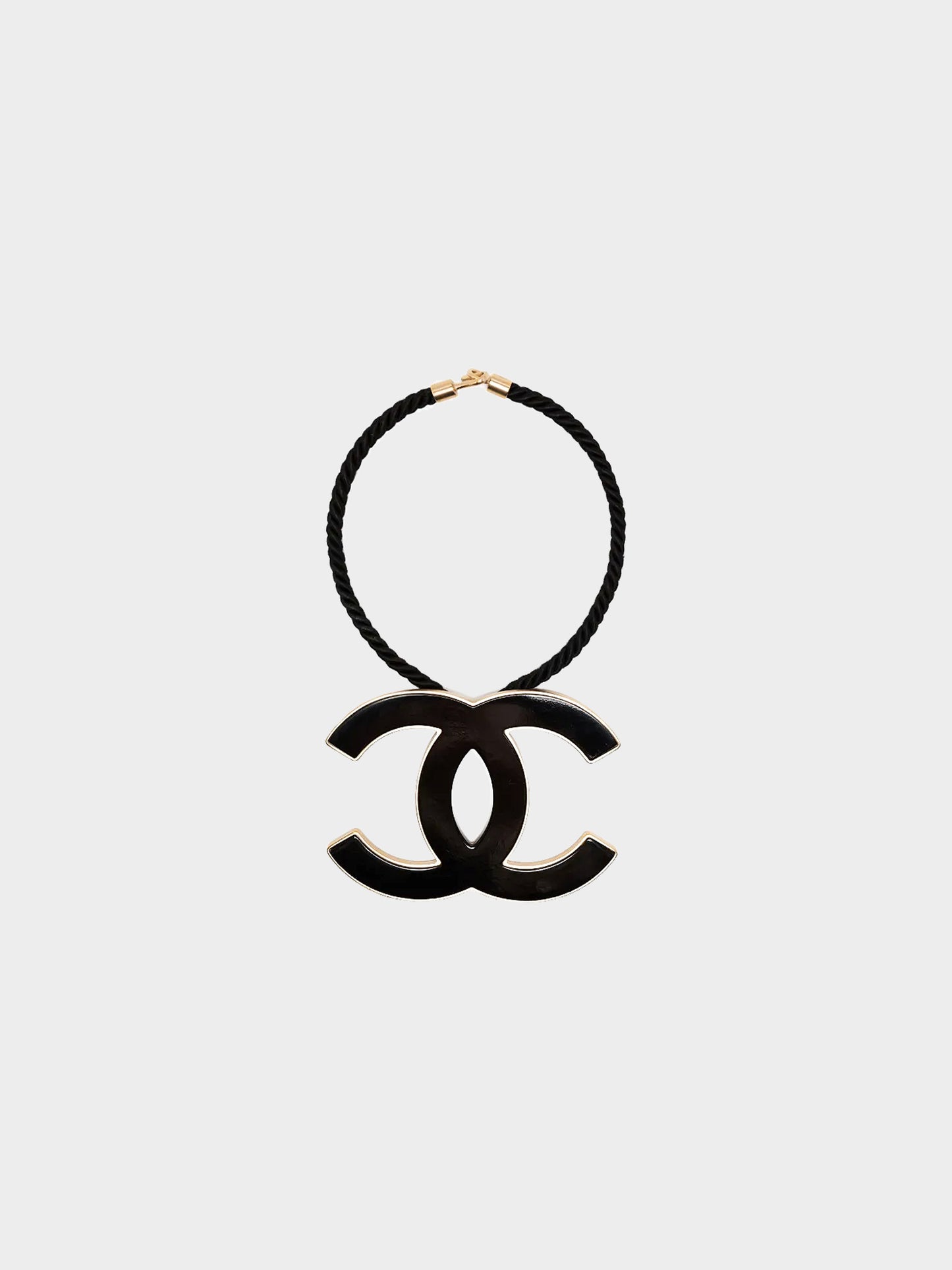 Chanel 2008 Black and Gold Enamel CC Cord Choker Necklace