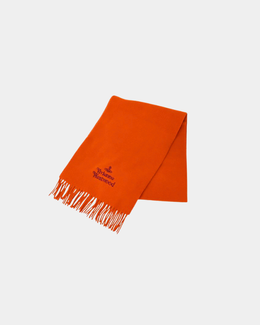 Vivienne Westwood 2000s Orange Wool Logo Scarf