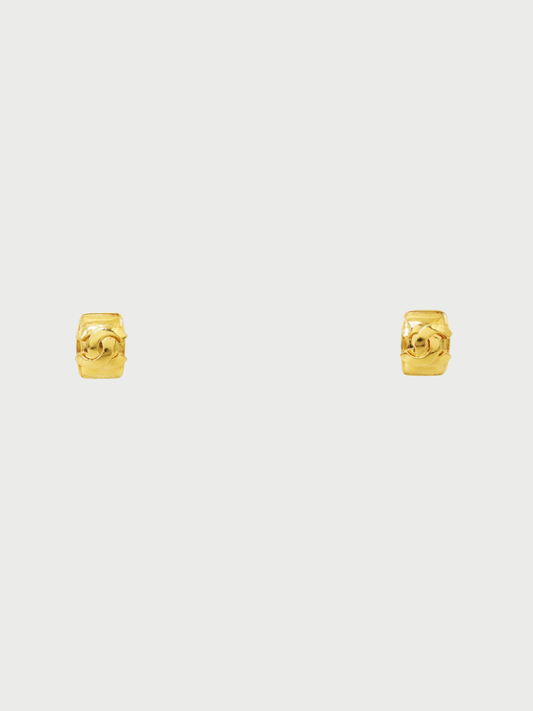 Chanel 1995 Gold Plated Metal Coco Earrings