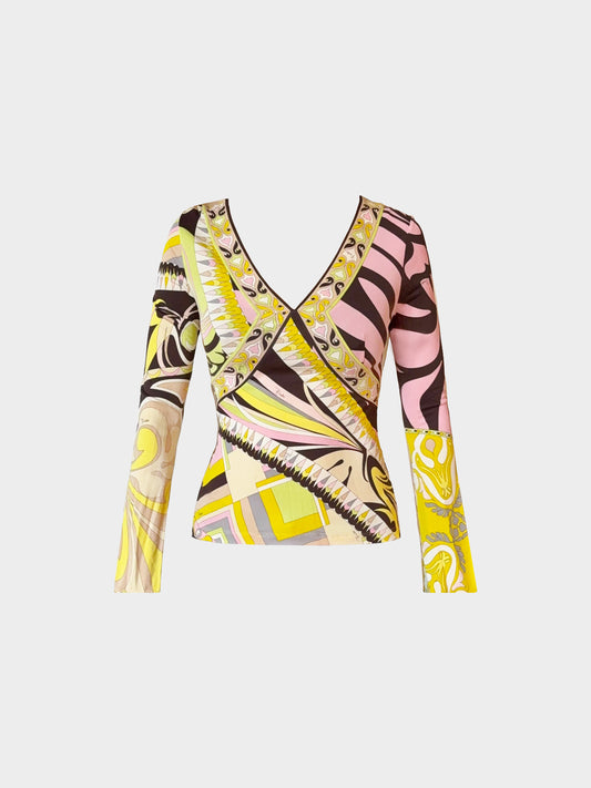 Emilio Pucci 2000s Multicolor Geometric Abstract Print Long-sleeved Top
