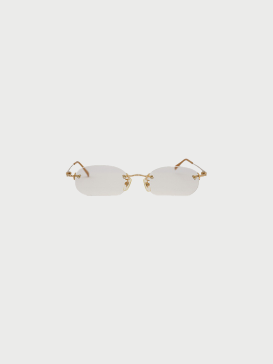 Fendi 2000s Clear Gold Rimless Eyeglasses