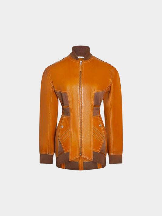 Jean Paul Gaultier SS 2004 Runway Brown Lambskin Leather Jacket