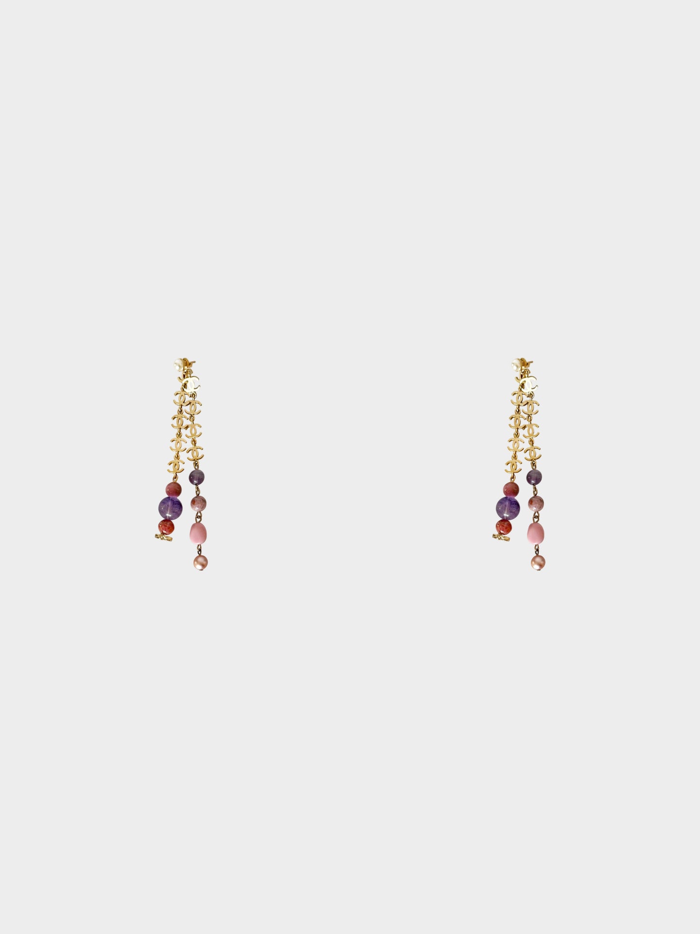 Chanel SS 2019 CC Pearl and Bead Drop Earrings