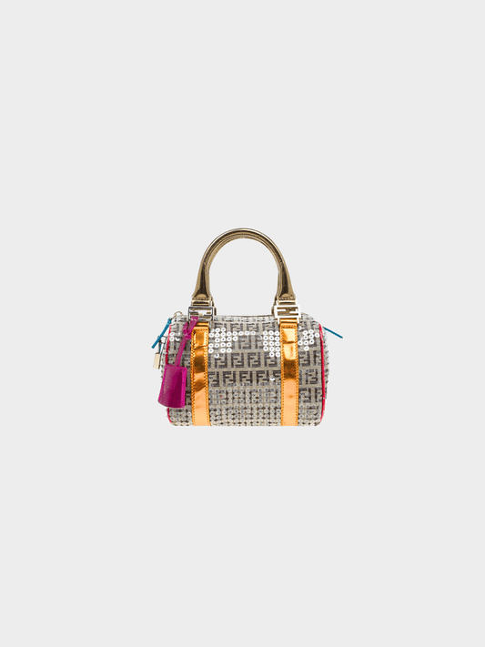 Fendi 2000s Zucchino Sequin-Embellished Bauletto Boston Bag