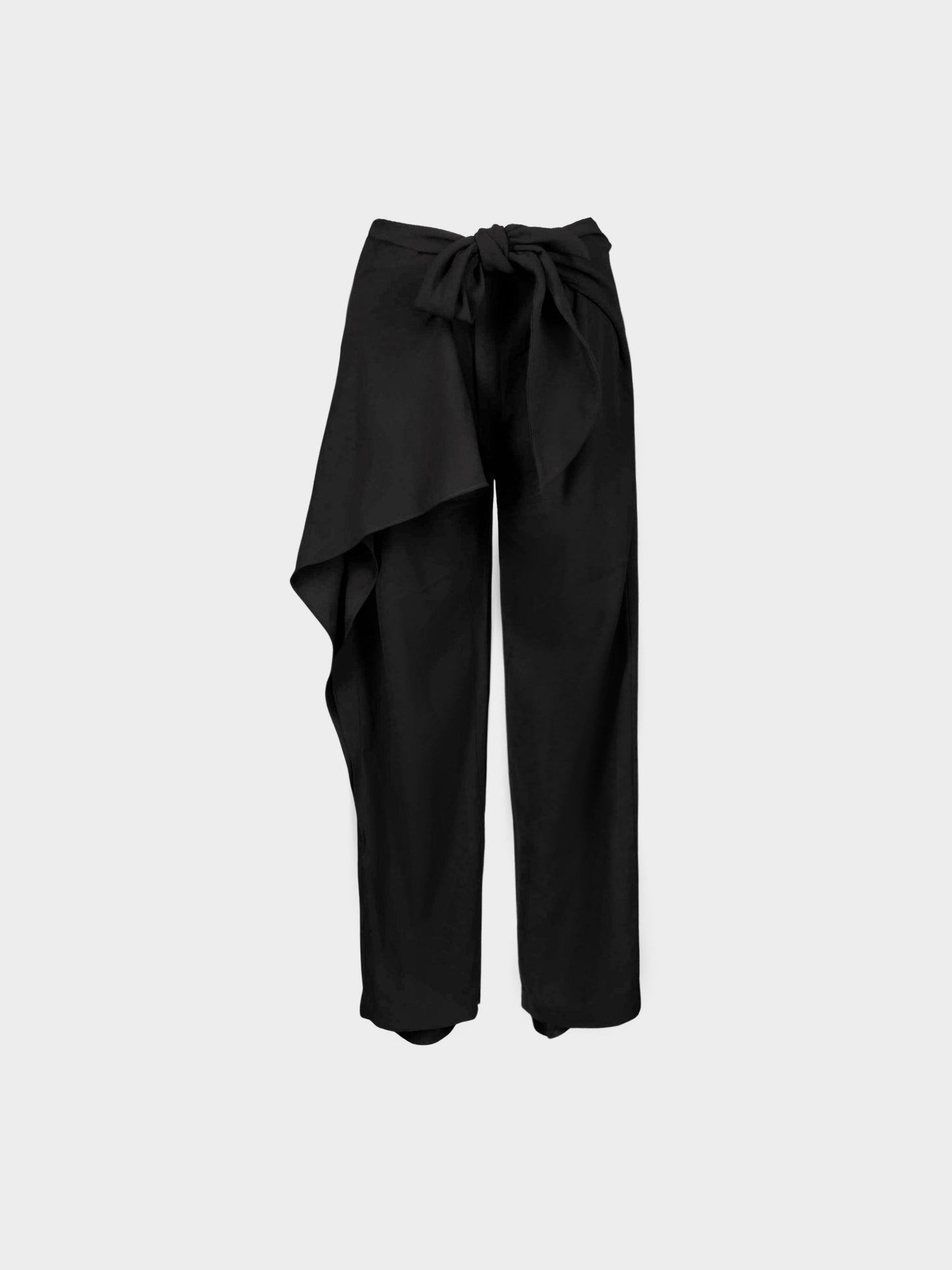 Chloé AW 2019 Runway Black Ruffle Detail Tie Front Wide Leg Trousers