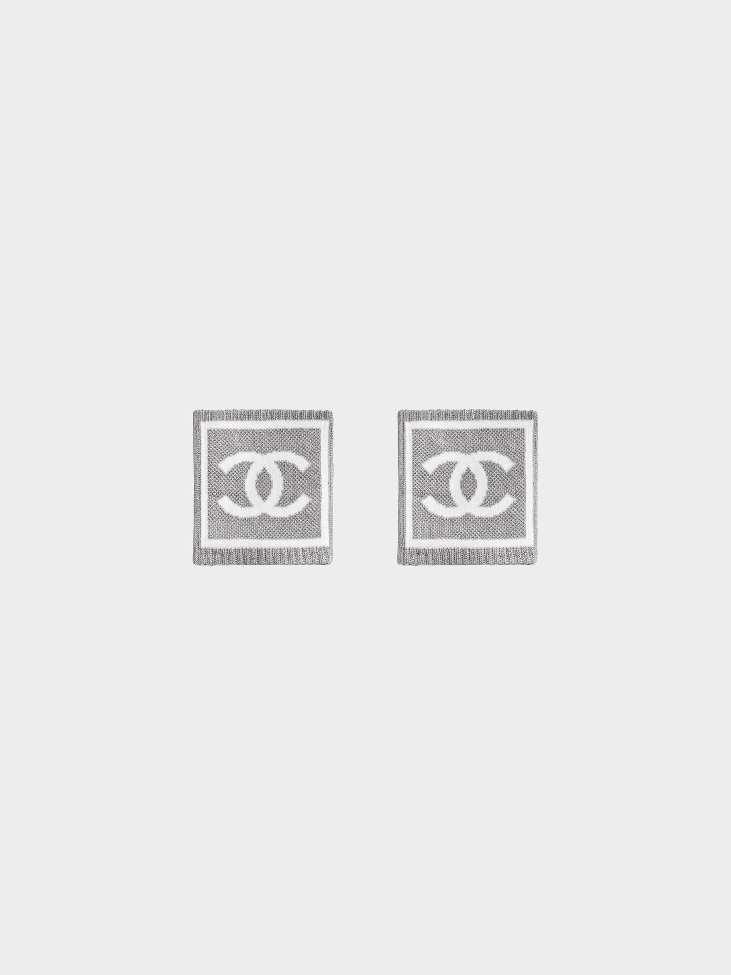 Chanel Sports Early 2000s Grey Cotton Antiperspirant Wristbands
