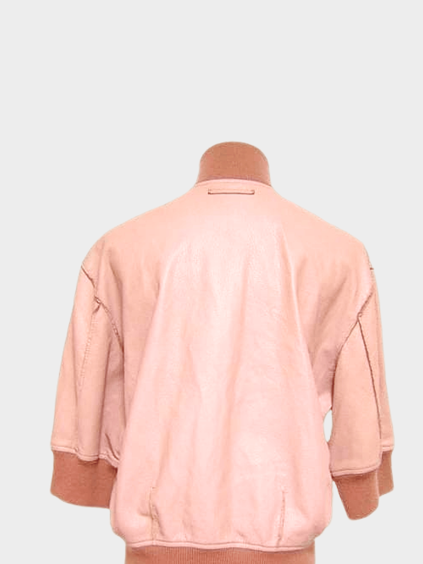 Jean Paul Gaultier 1990s Pink Beige Sheepskin Leather Short Sleeve Jacket