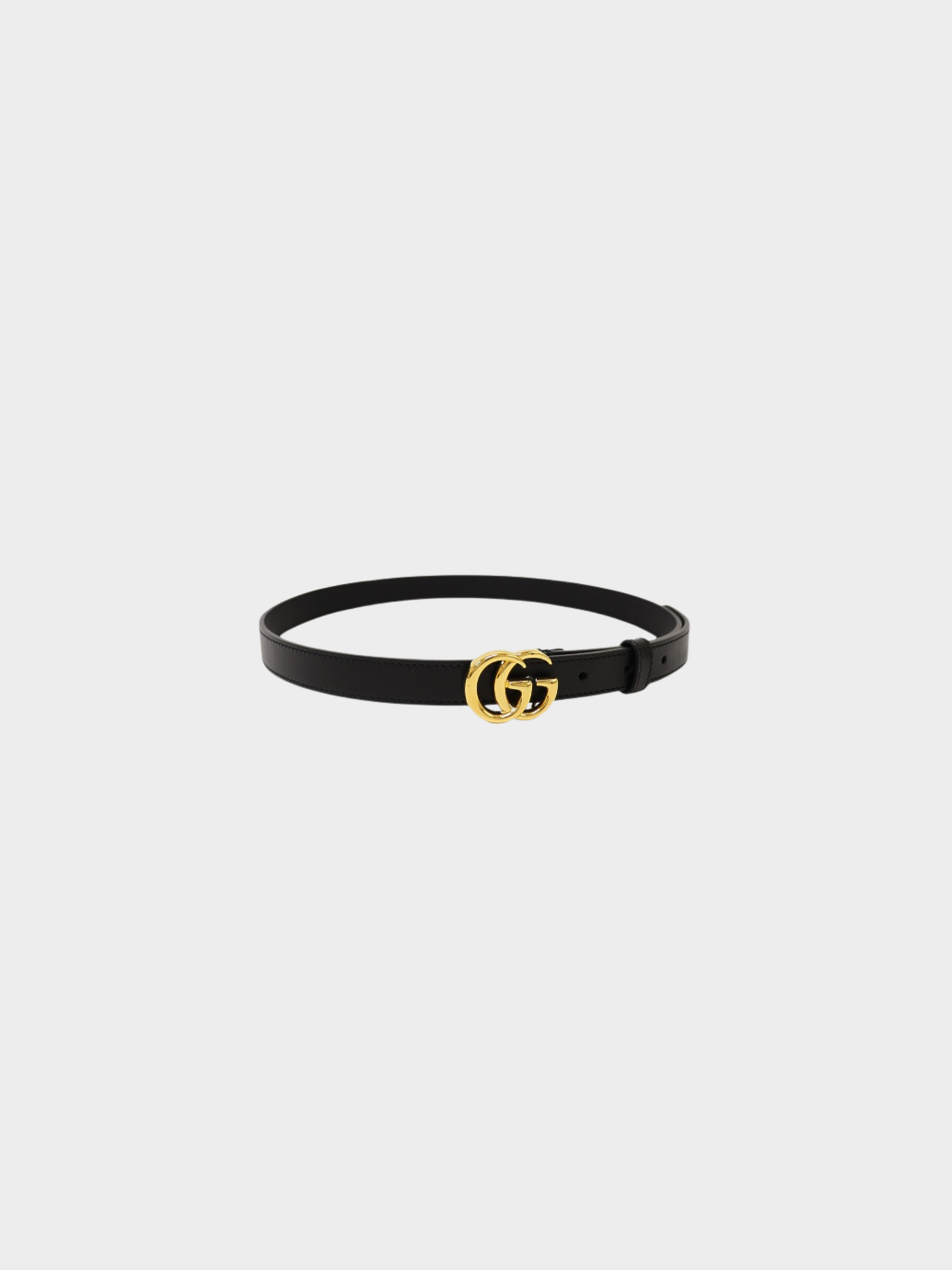 Gucci 2010s Black Leather Gold Double G Slim Belt