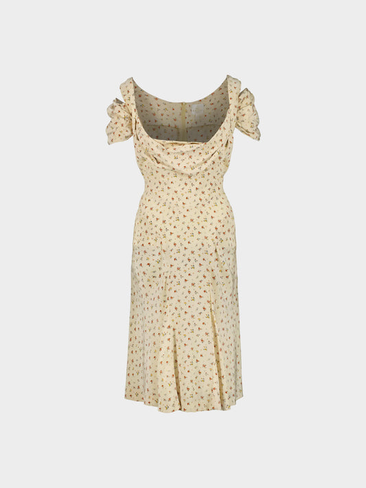 Vivienne Westwood 2000s Beige Floral Liberty Pattern Silk Dress