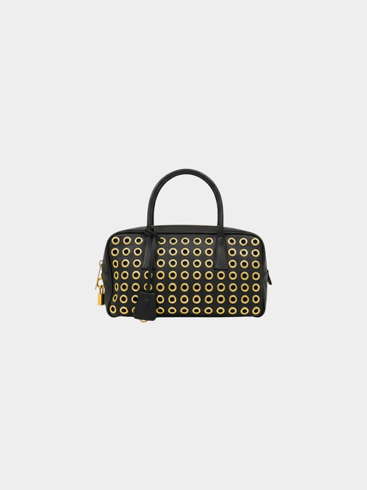 Prada 2000s Black Punching Leather Handbag