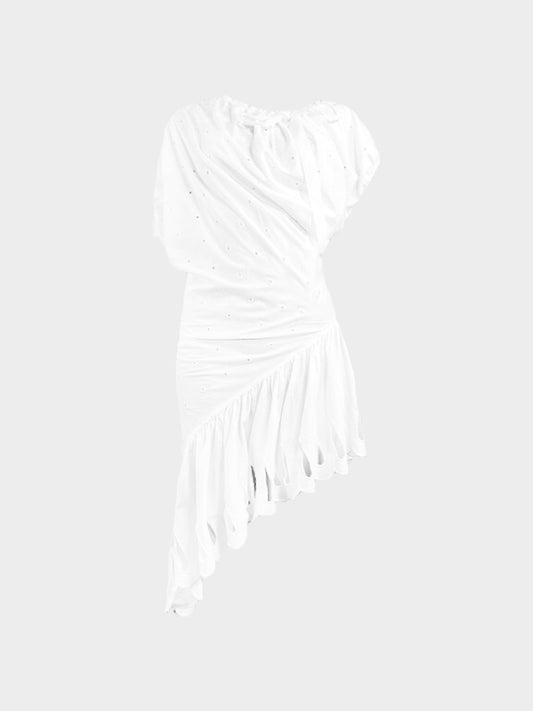 Vivienne Westwood Early 2000s Red Label White Dotted Asymmetrical Dress