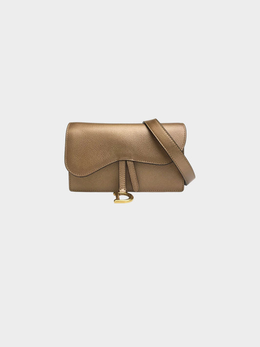 Christian Dior 2019 Gold Saddle Belt Pouch
