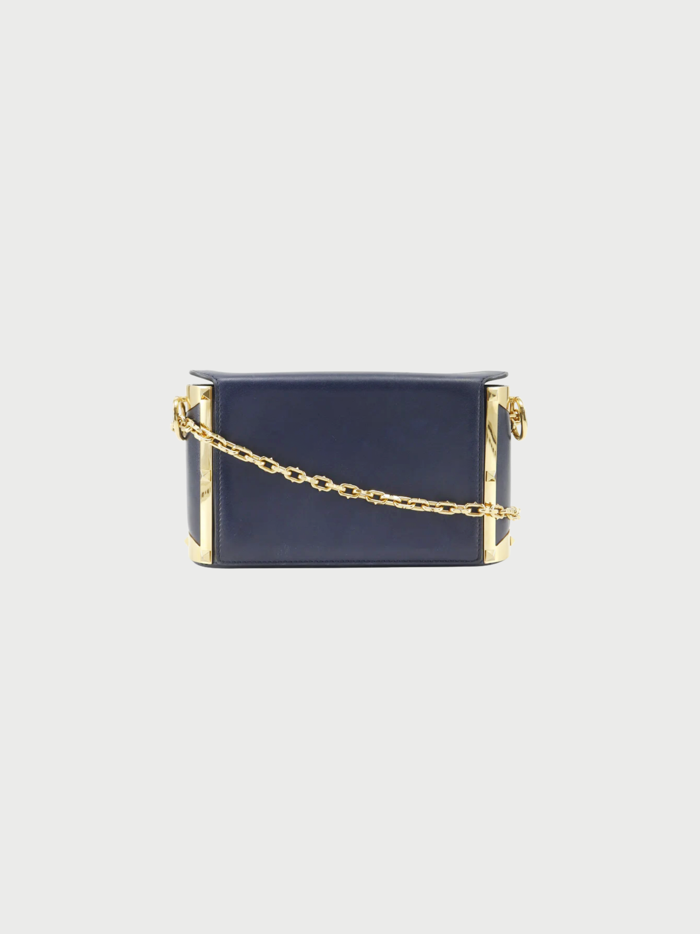 Valentino Garavani 2010s Navy Lambskin Studded Chain Shoulder Bag