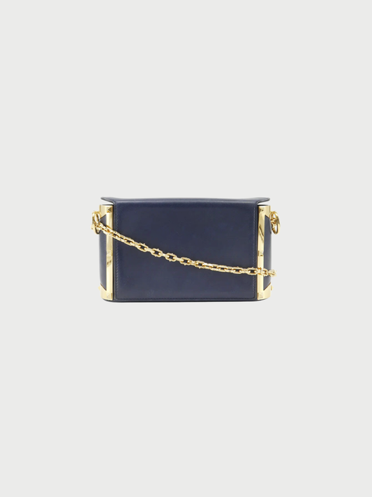 Valentino Garavani 2010s Navy Lambskin Studded Chain Shoulder Bag