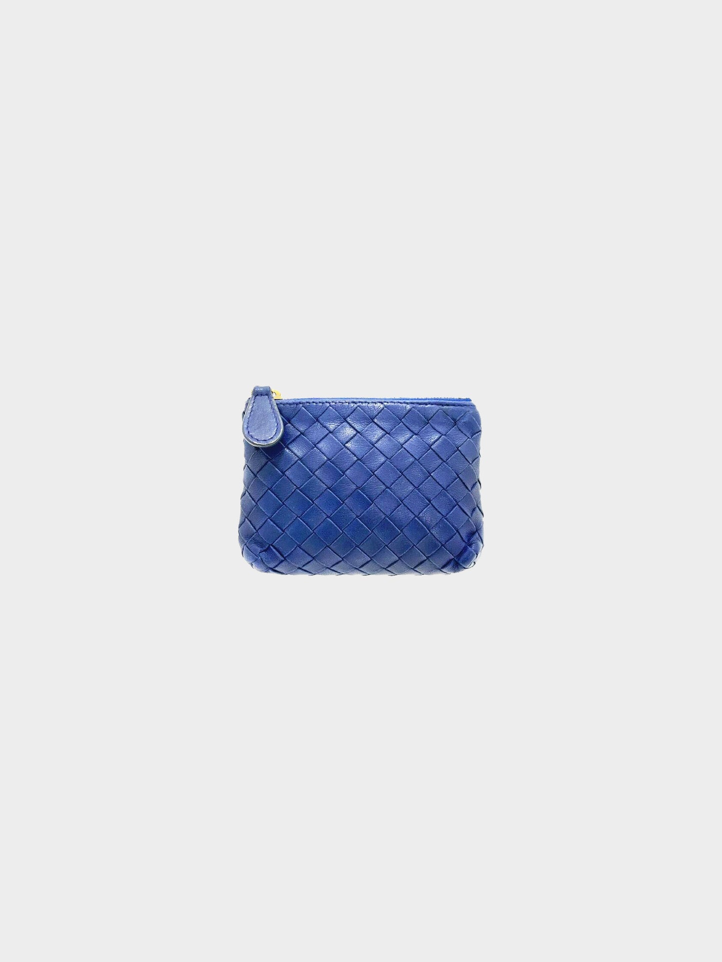 Bottega Veneta 2008 Blue Intrecciato Leather Coin Case