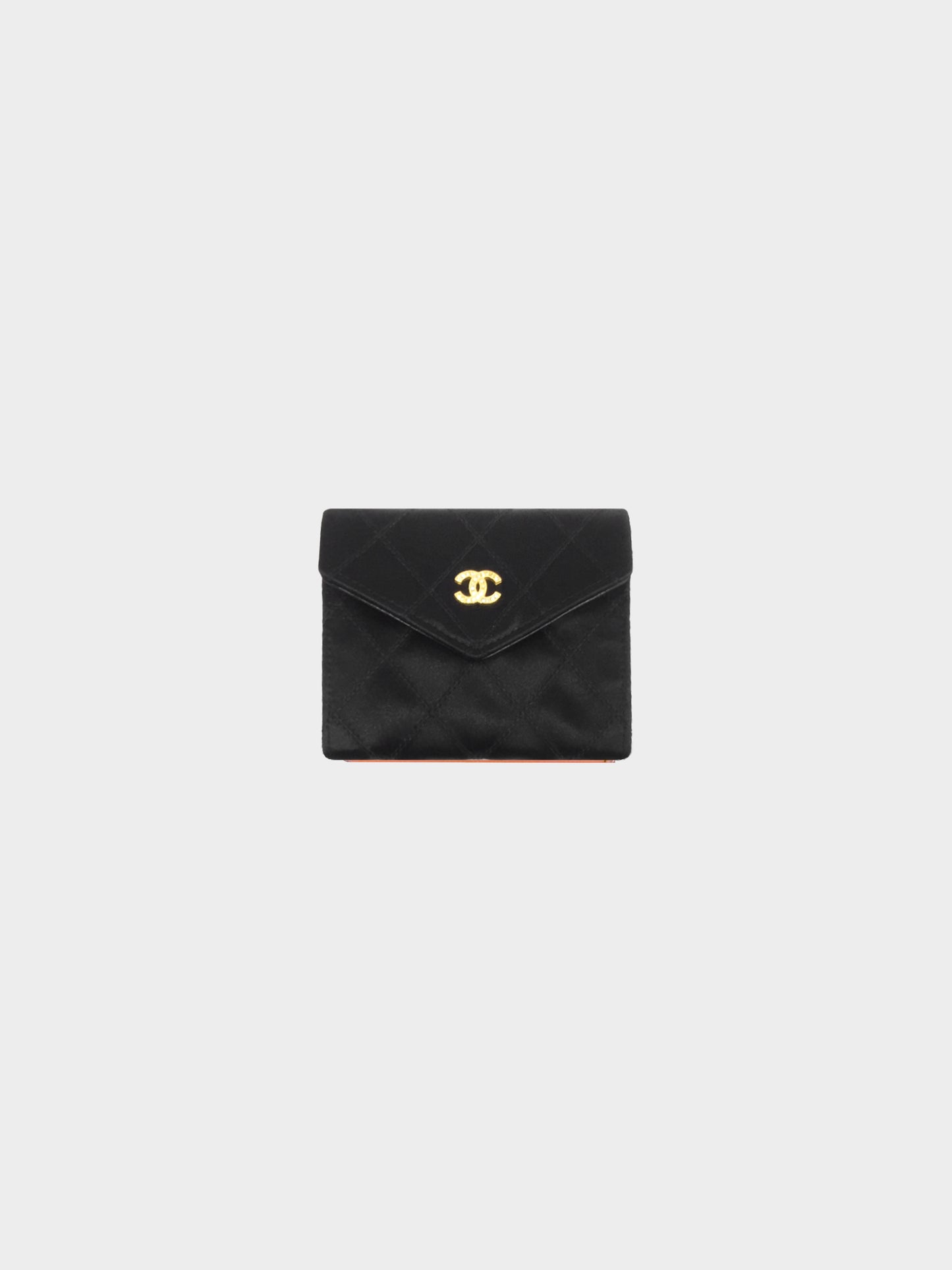Chanel 1989-1991 Black Satin Quilted Coin Case