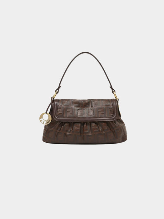 Fendi 2000s Brown Zucca Leather Handbag