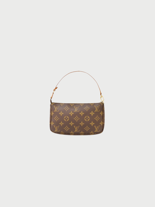 Louis Vuitton 2000 Brown Monogram Leather PVC Pochette Accessoires