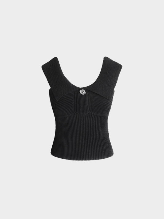 Chanel 2010s Black Sleeveless Knitted Top