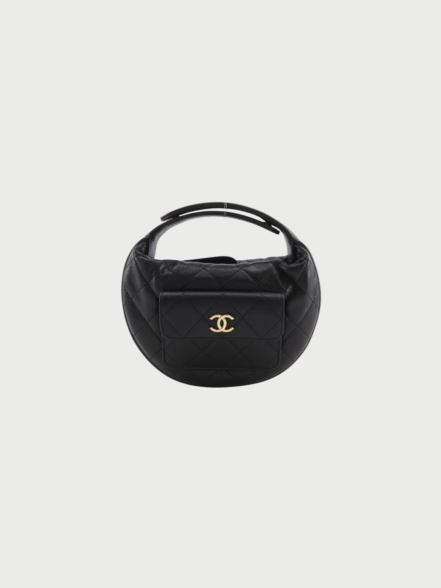 Chanel 2022 Black Caviar Leather Matelassé Mini Bag