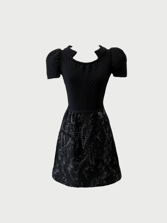 Chanel 2010s Black Wool Puff Sleeve Dress