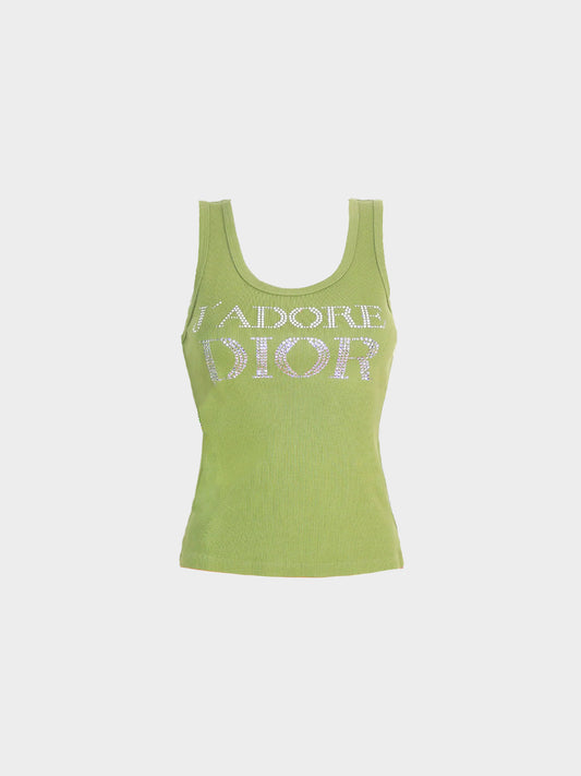 Christian Dior by John Galliano SS 2003 Khaki Green Dior J’adore 1947 Tank Top