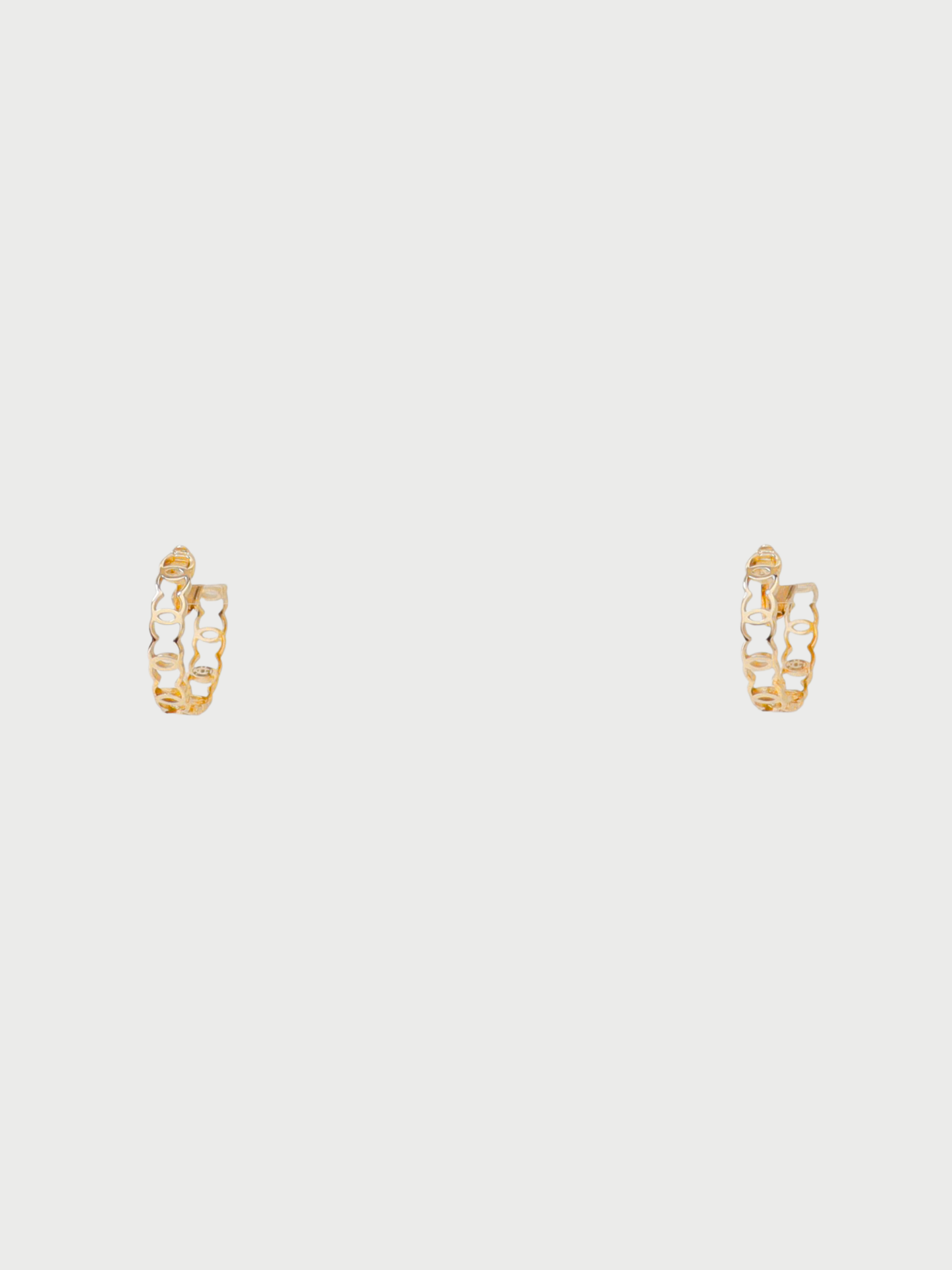 Chanel 2021 Gold Plated Metal COCO Hoop Earrings