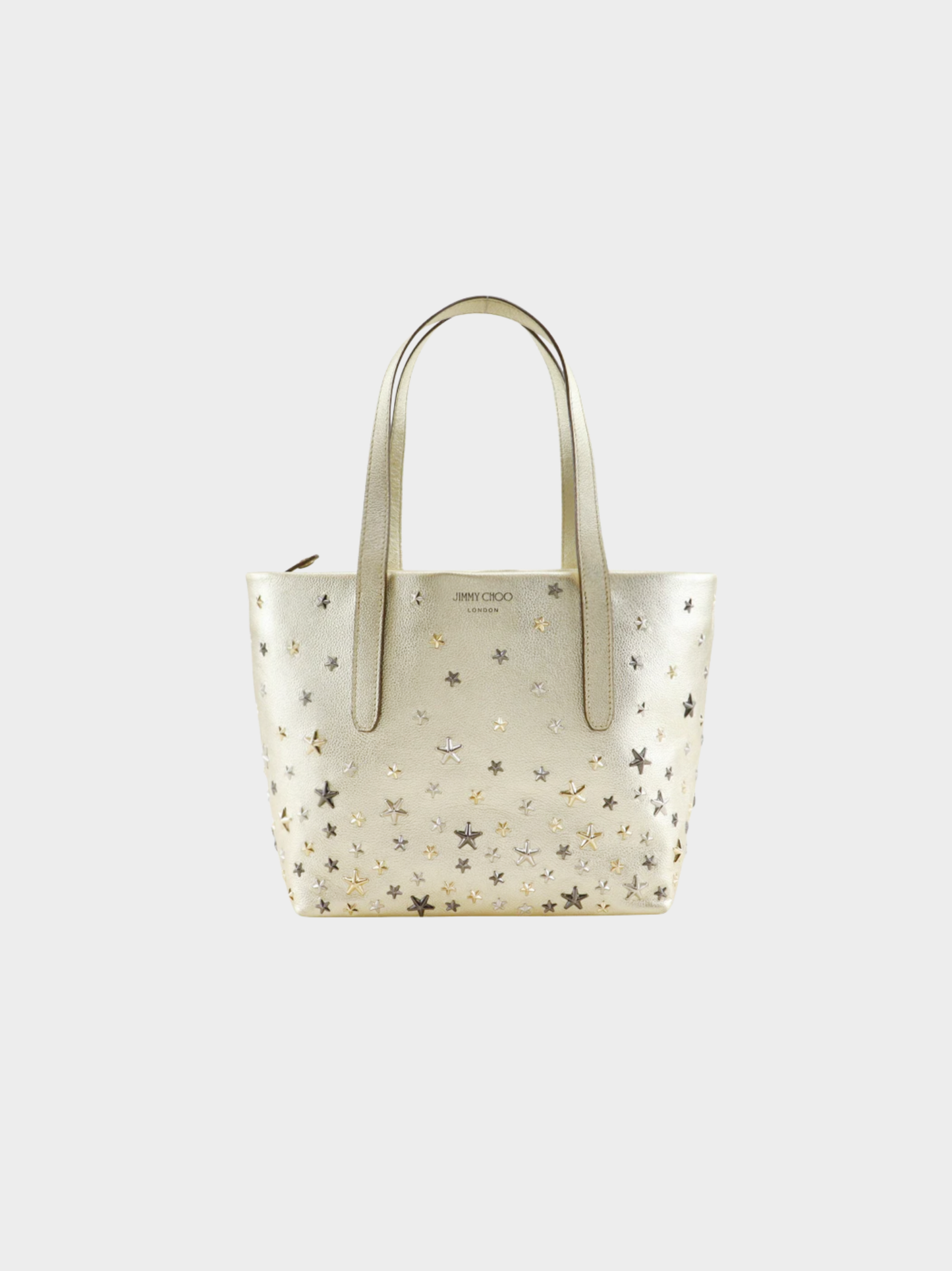 Jimmy Choo 2010s Silver Leather Star Stud Sophia Tote Bag