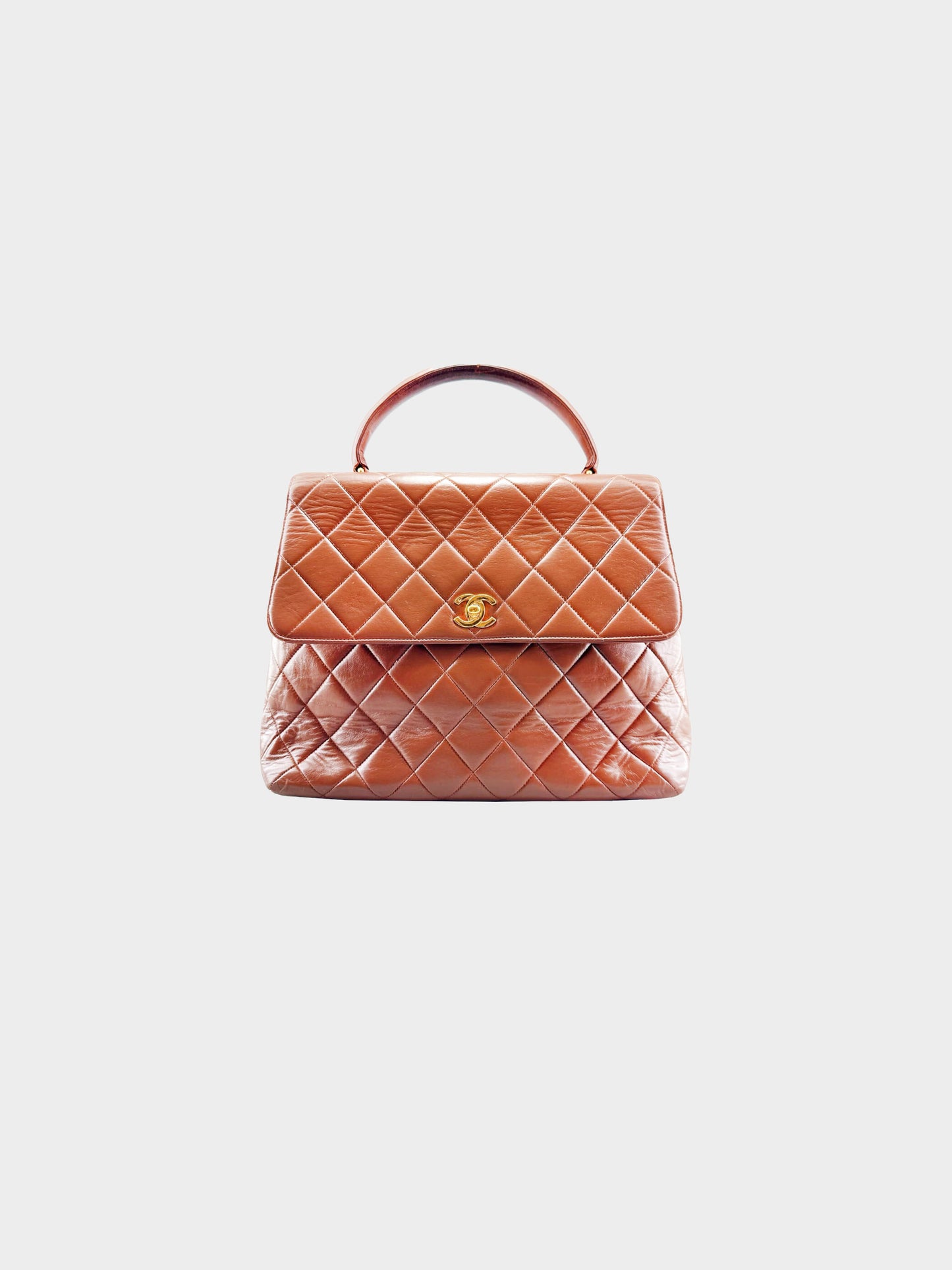 Chanel 1990s Brown Lambskin Kelly Flap Bag