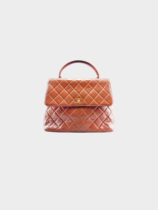 Chanel 1990s Brown Lambskin Kelly Flap Bag