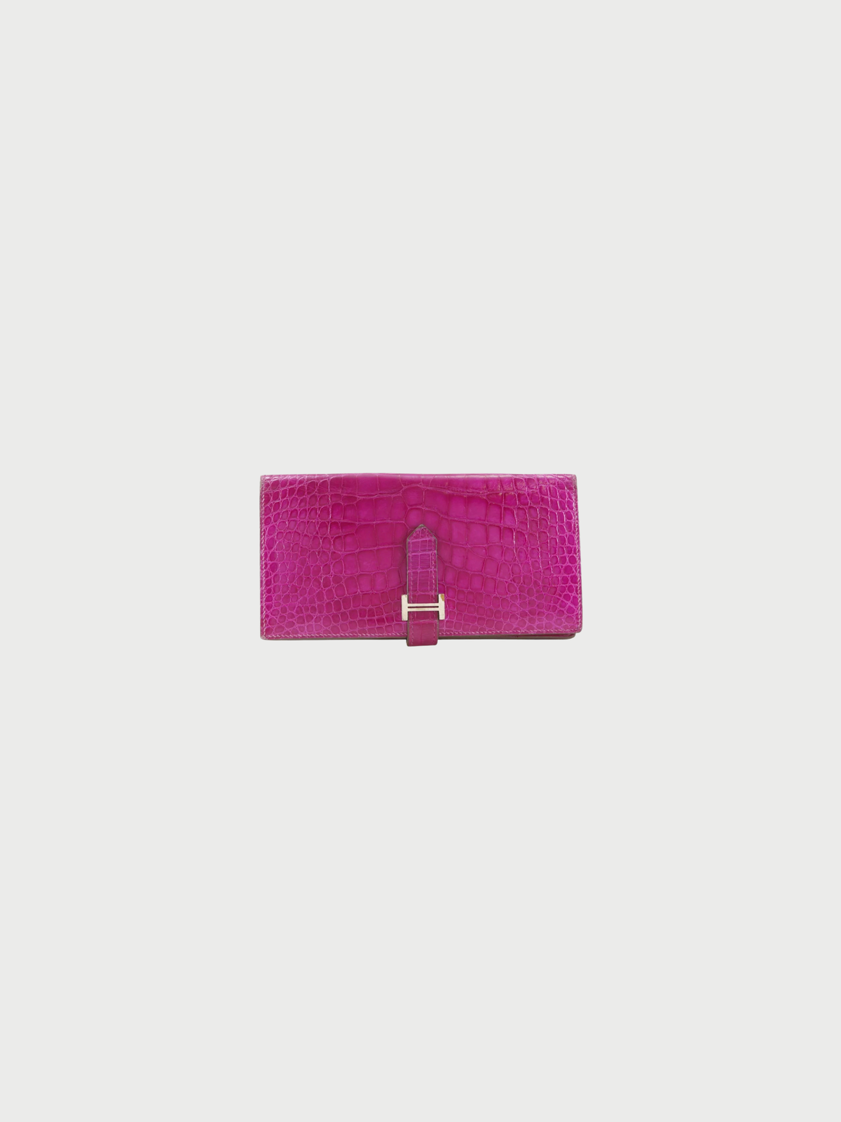 Hermès 2020 Rose Shéhérazade Alligator Béarn Soufflet Long Wallet