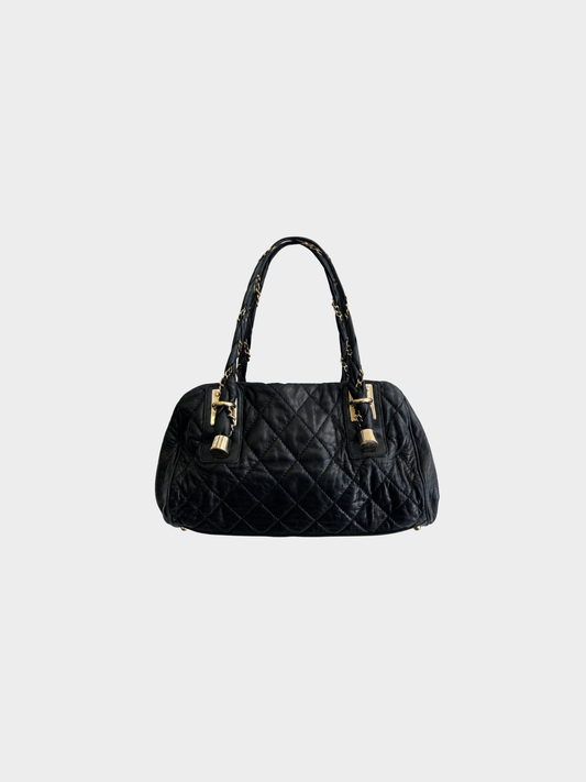 Chanel 2007 Black Quilted Leather Lady Braid Satchel Bag