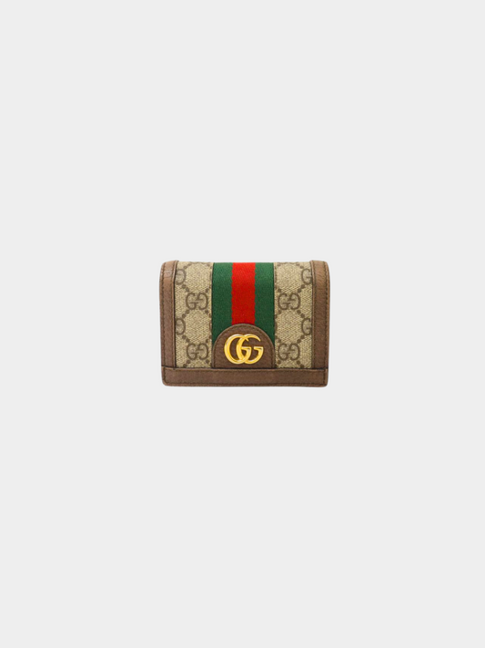 Gucci 2000s Brown and Beige PVC and Leather Ophidia Wallet
